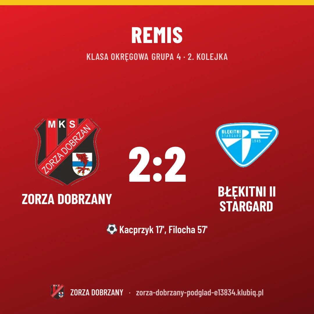 Zorza Dobrzany 2:2 BŁĘKITNI II Stargard